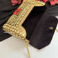Kashish Kundan Brass Clutch Gold Red