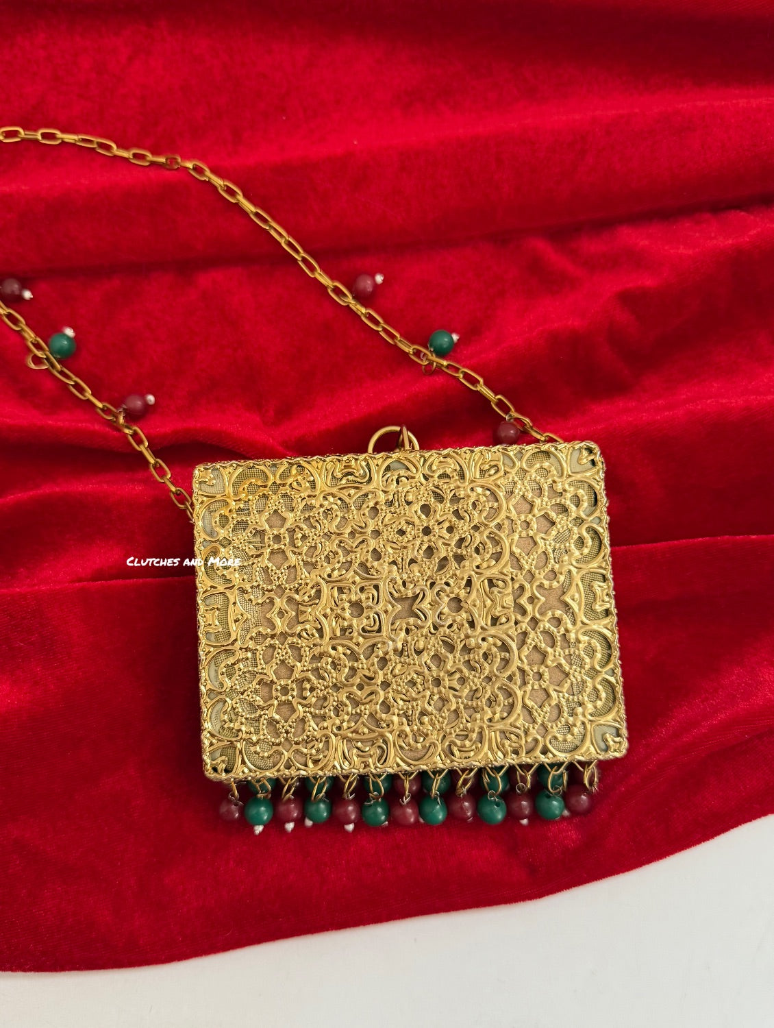 Mumtaz Mini Metal Jaal Bag Gold Multi