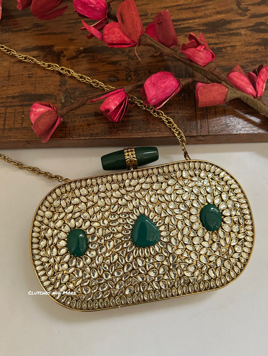 Aadya Kundan Mother of pearl luxury clutch