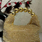 Rhinestone Gold Bag With Pearl Handle