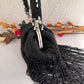 Black Batua Bag with long Tassles