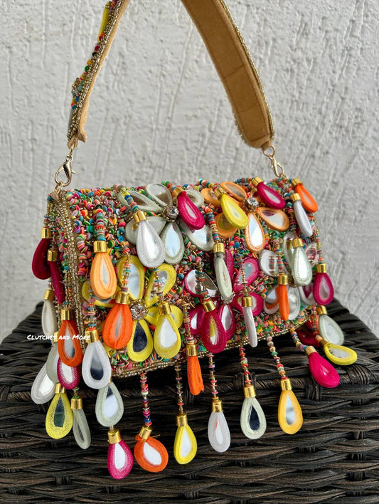 Mirror Flap Bag Multicolored ( Gold Base )