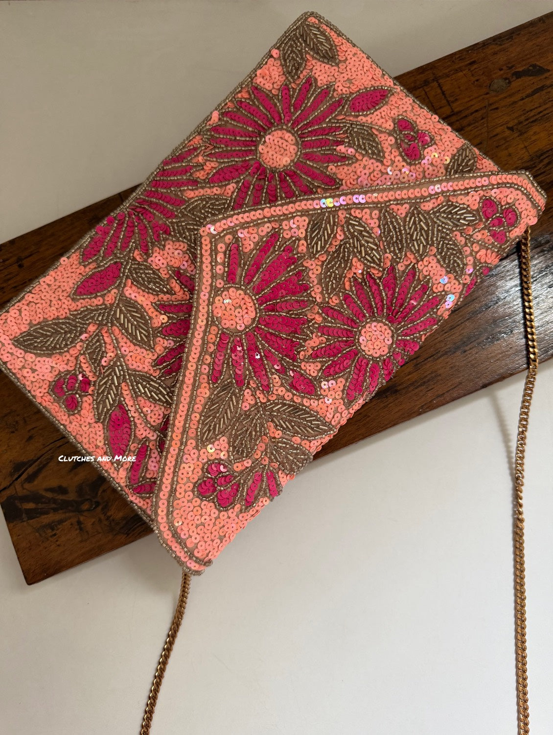 Peach floral Envelope Bag