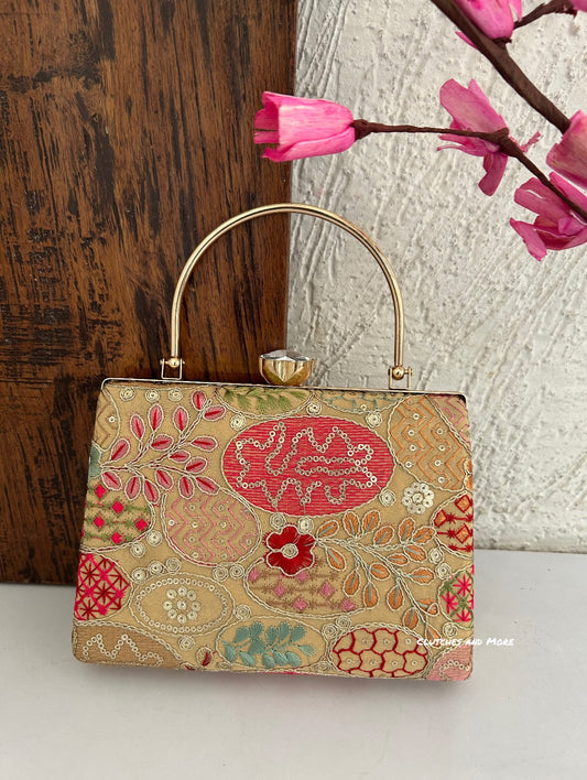 Lakhnawi Chikankari Bag Gold