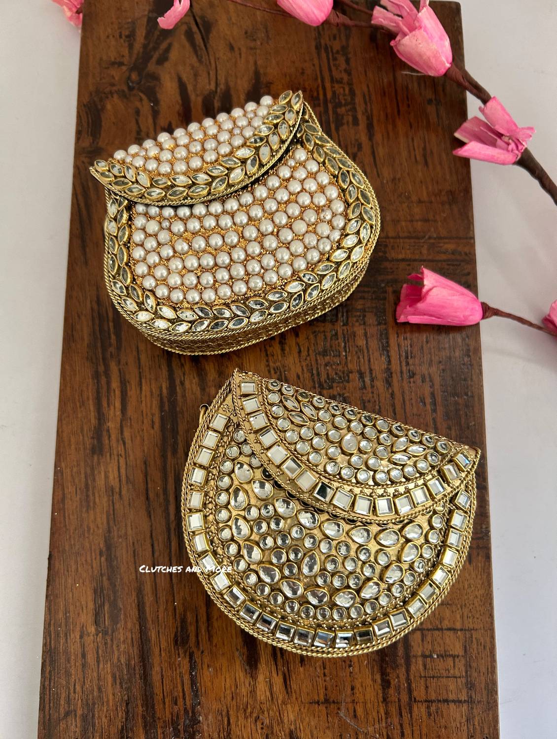 Kasika Kundan Brass Mini Clutch Gold