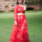 Red Organza Lehenga by Dorie