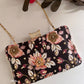 Poppy Black and multi Floral Clutch