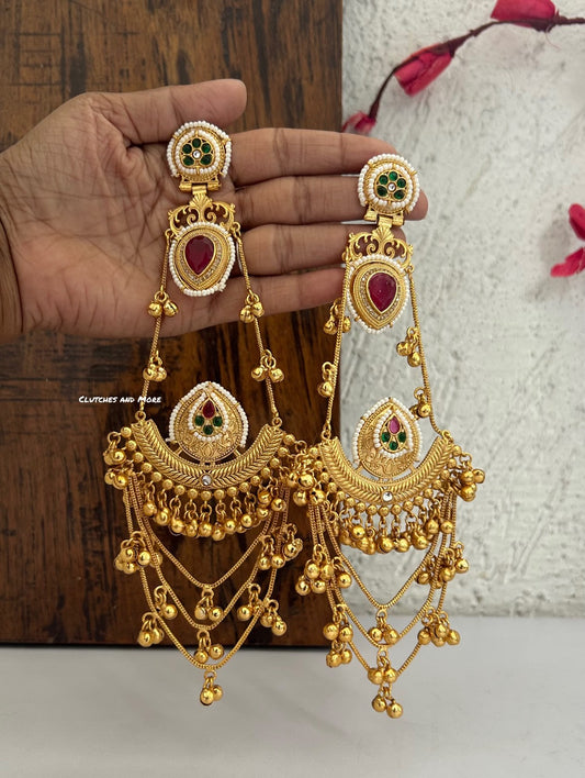 Jodha Royal Earrings Ruby and Green