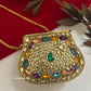 Kasika Kundan Brass Mini Clutch Multicolored