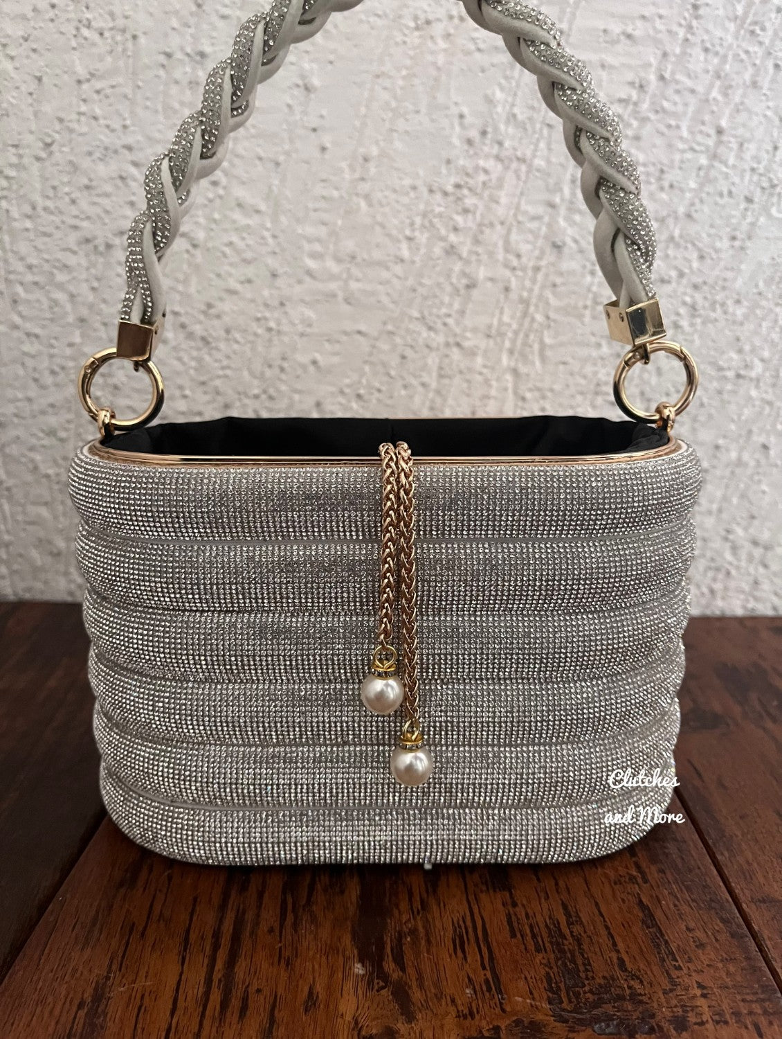 Rhinestone Bucket Bag Silver