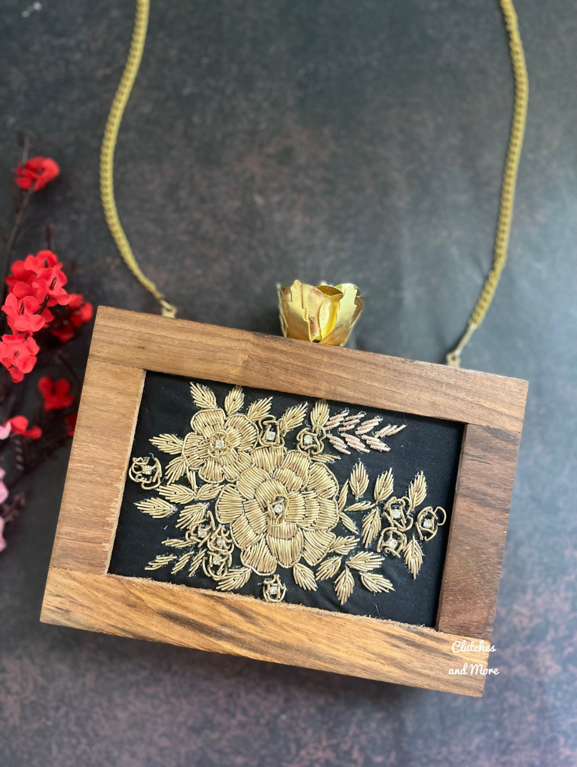 Wooden Indo Western Clutch