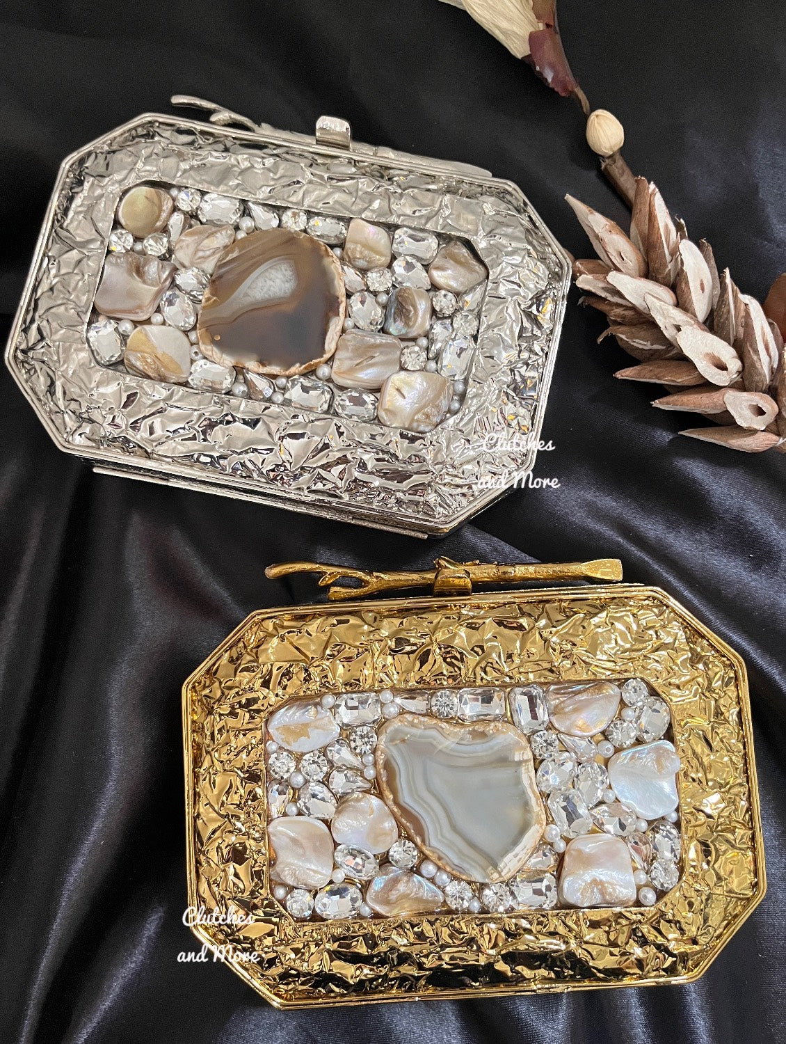 Mother of pearl luxury clutch Gold