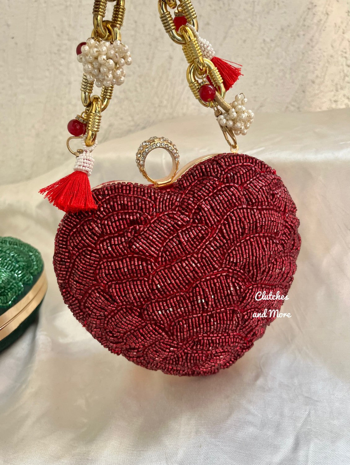 Love Affair Heart Clutch Maroon