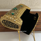Kasika Kundan Brass Clutch Gold Green