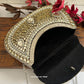 Kashish Kundan Brass Clutch White Silver