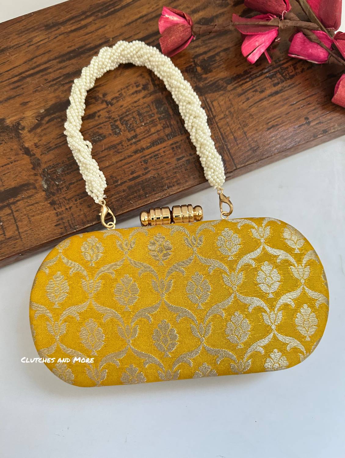 Adaa Banarsi Clutch Yellow