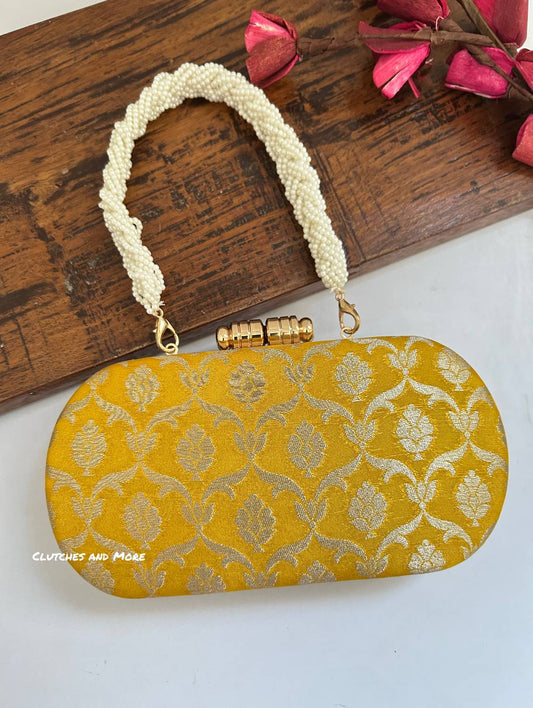 Adaa Banarsi Clutch Yellow