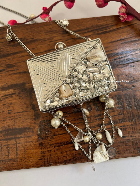 Mini Mother of Pearl Clutch Silver