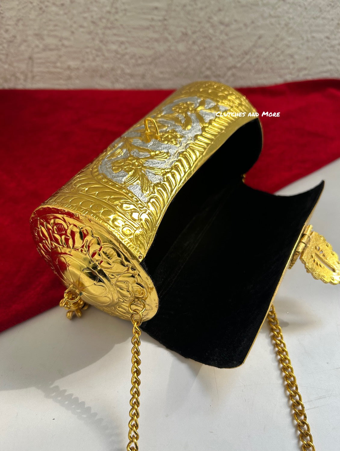 Cylindrical Gold Silver Brass Clutch