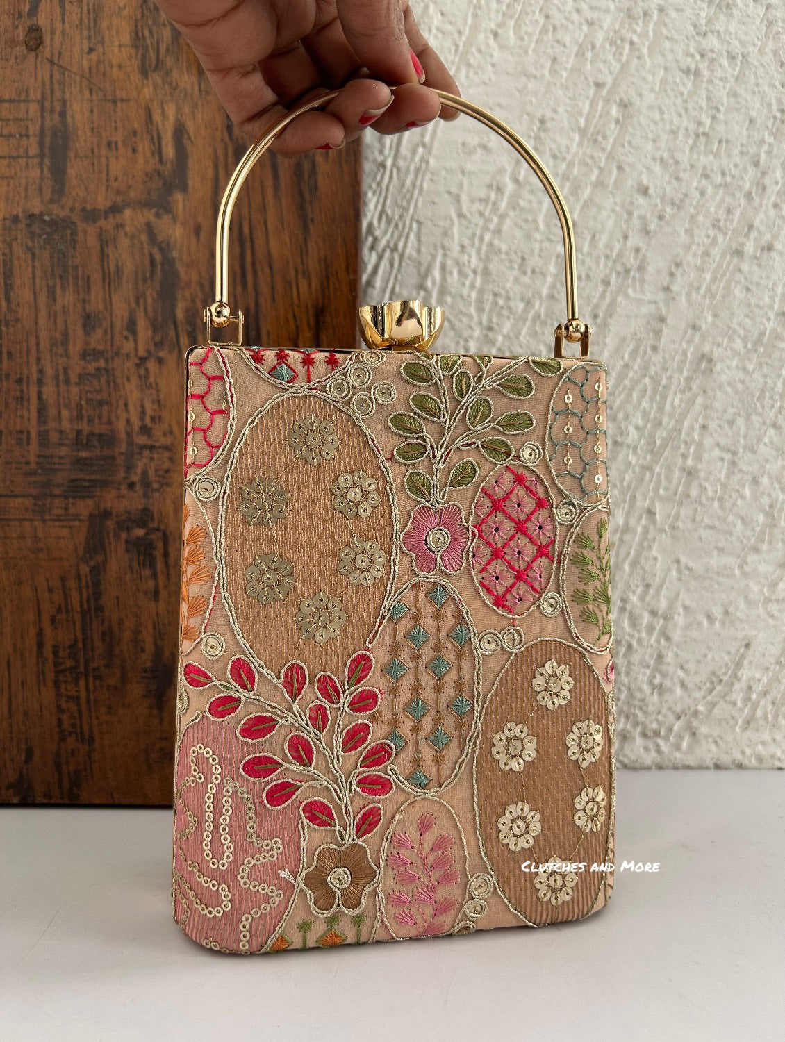 Ibadat Lakhnawi Chikankari Bag Gold