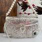 Silver Brass Clutch with Pearl Handle
