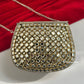 Kasika Kundan Brass Clutch Mini Silver