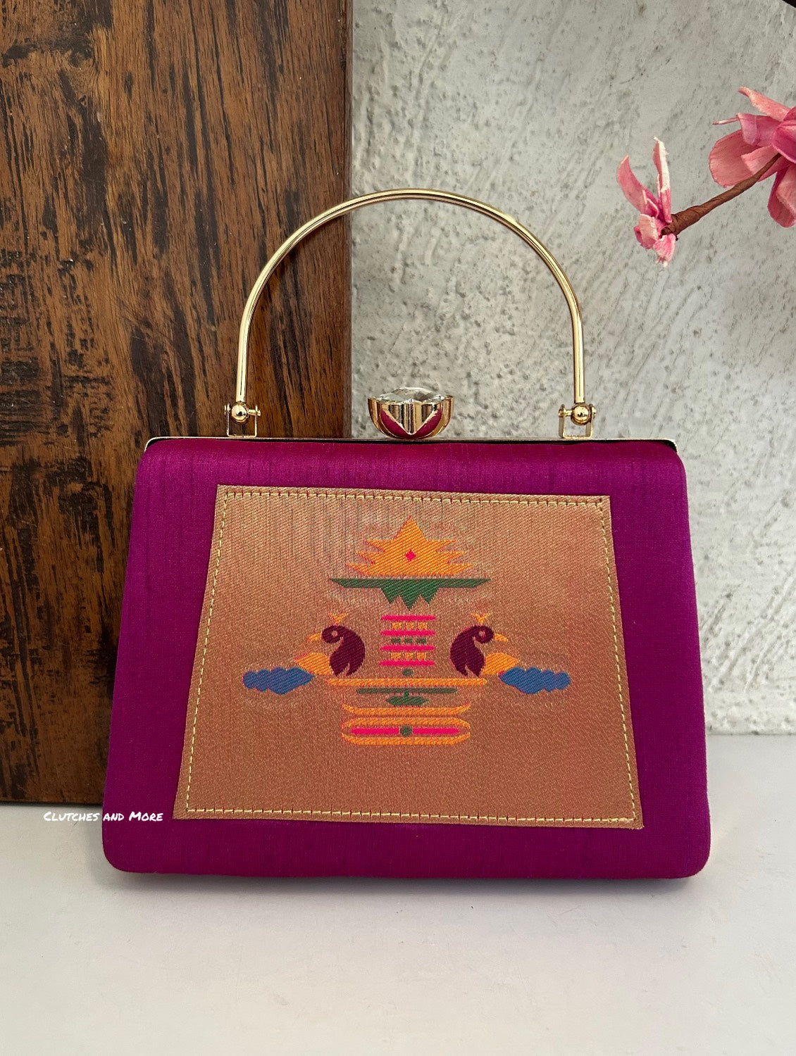 Paithani Clutch Purple
