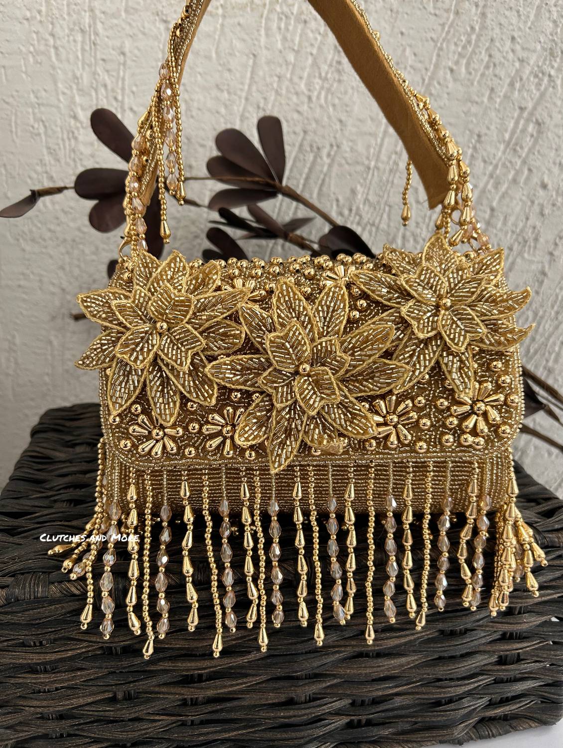 Mariam Gold Flap Bag