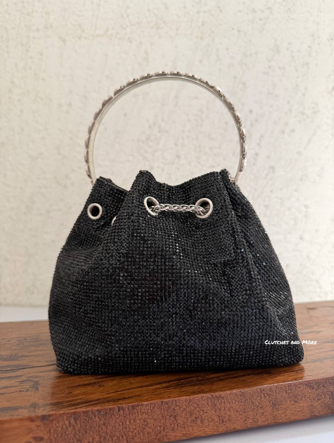 Rhinestone Bucket Bag Black