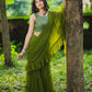 Green Georgette Pre Draped Sharara Saree by Dorie