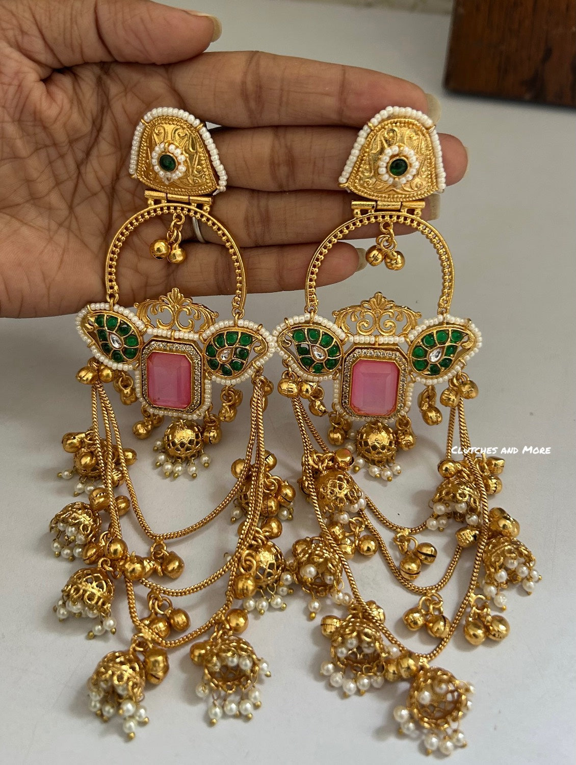 Farhana Kashmiri Jhumka Pink Green