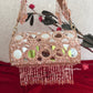 Cylindrical Mirror Bag with Tassles Rose Gold