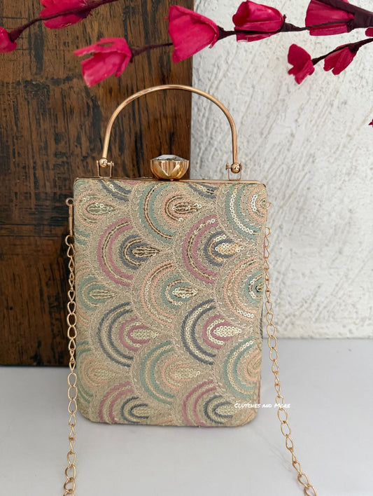 Rainbow Lakhnawi Chikankari Bag Ivory