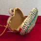 Kiana Kundan Heart Clutch Mini Green Gold