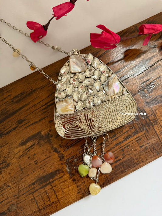 Mini Mother of Pearl Clutch Silver