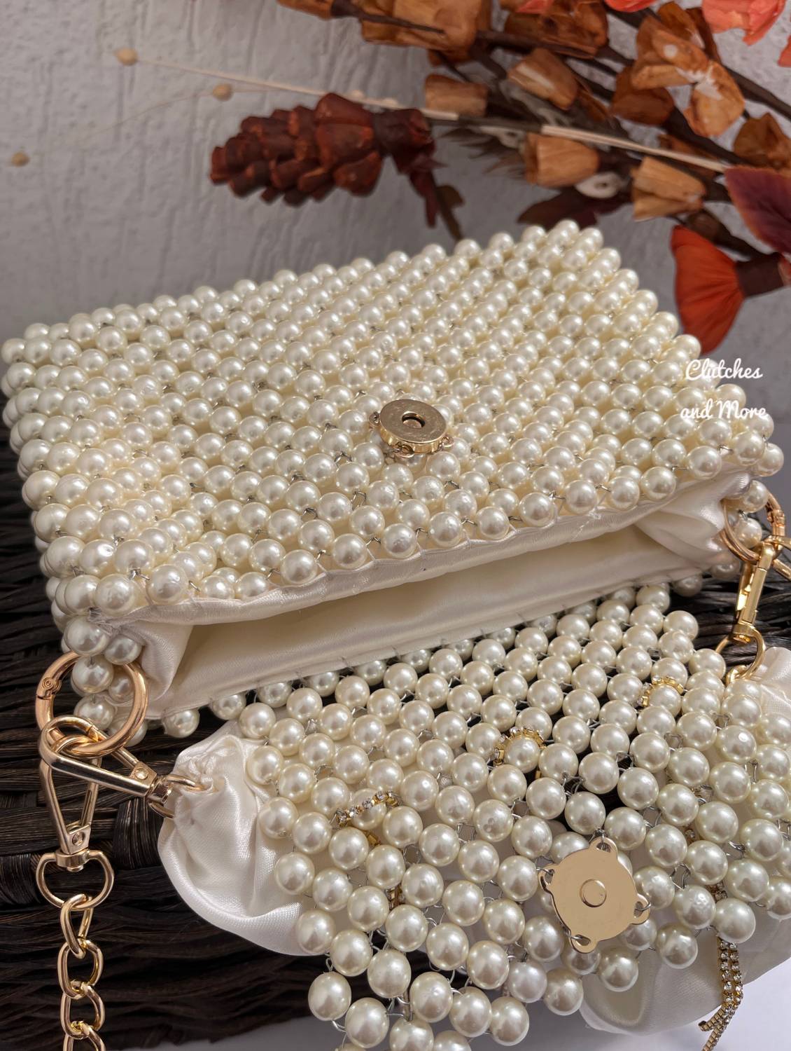 Celebrity Edit White Pearl Bag