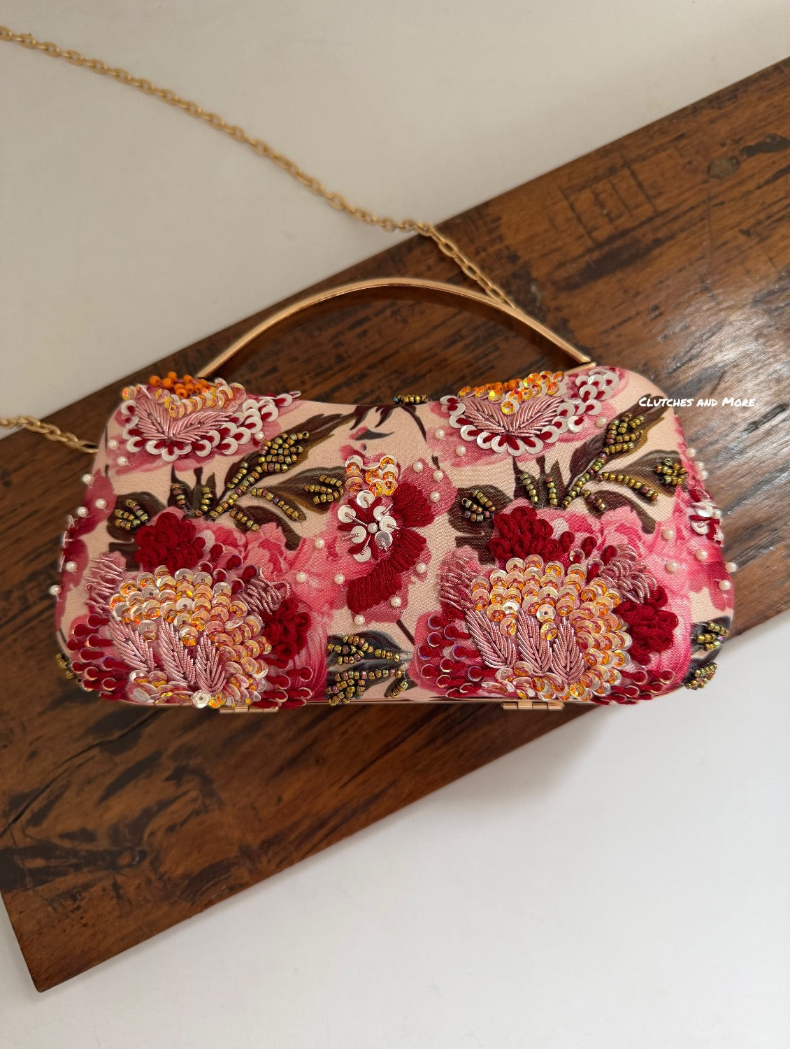 Poppy Floral Capsule Clutch Pink Red Multicoloured