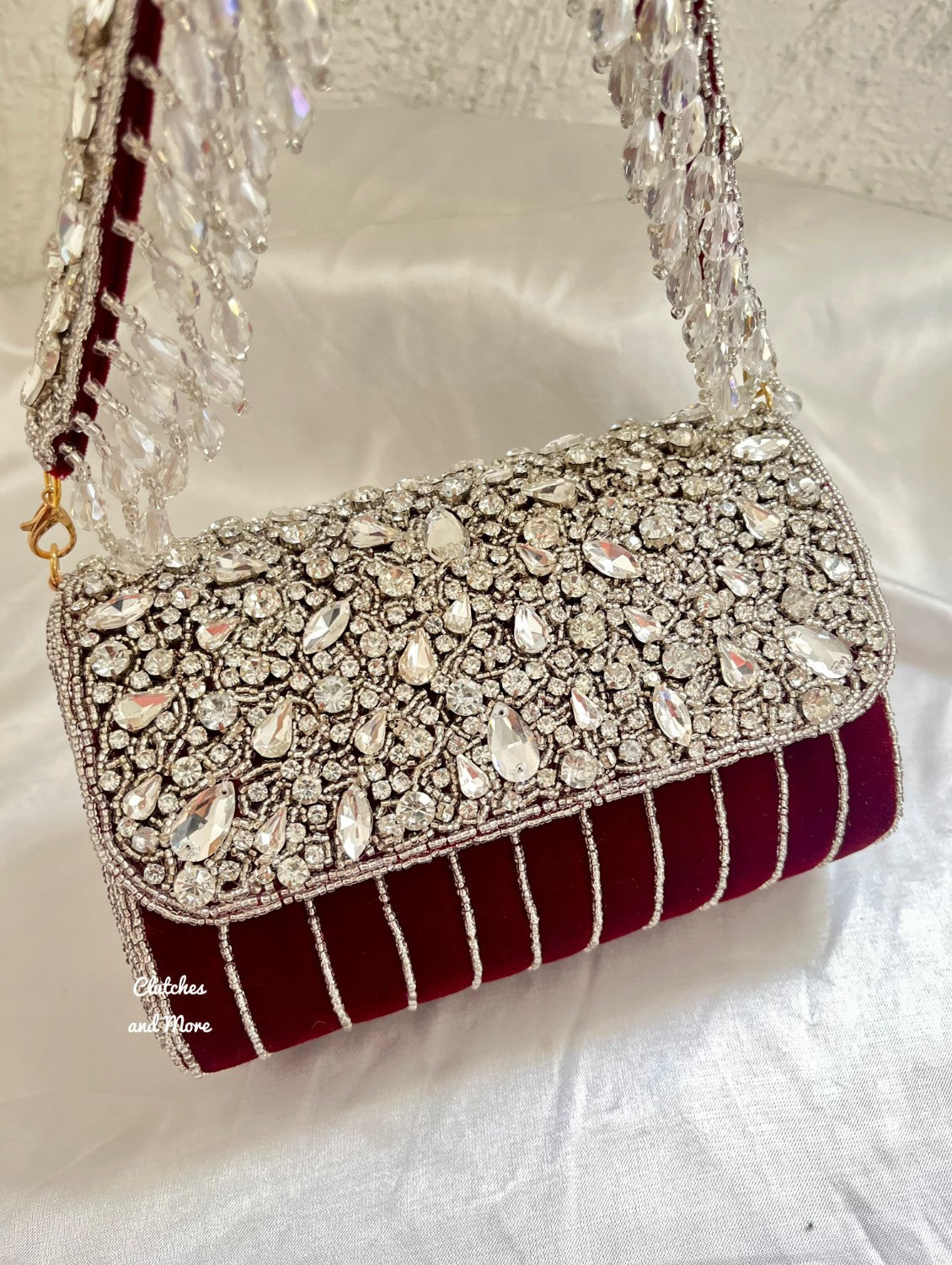 Premium Stone studded Bag Maroon