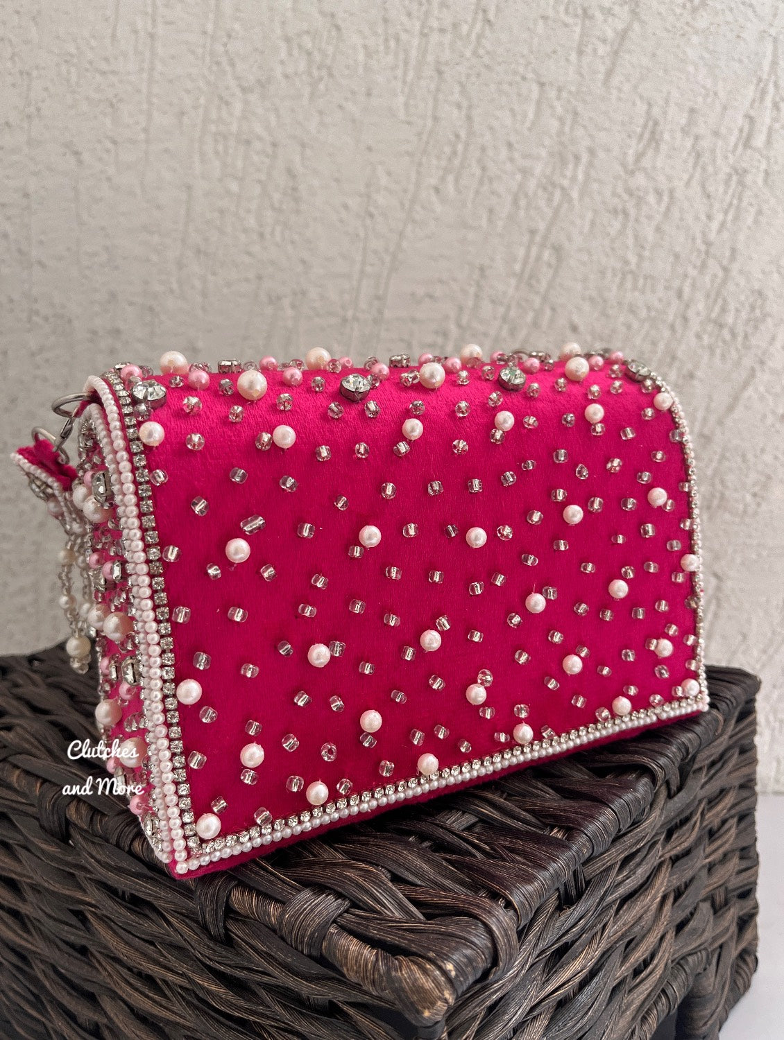 Premium Tassle Box clutch Pink