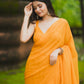 Yellow Georgette Pre Draped Saree by Dorie