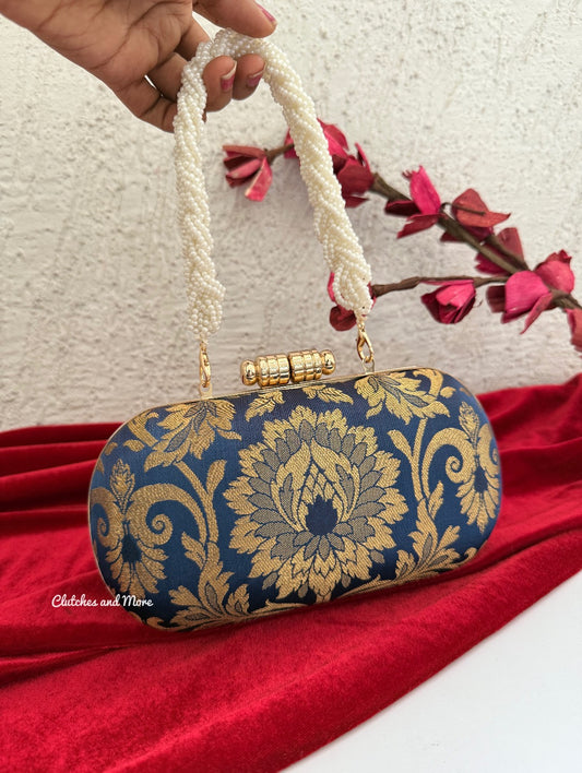Adaa Banarsi Clutch Blue