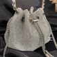 Silver Rhinestone Bucket Bag with Handle