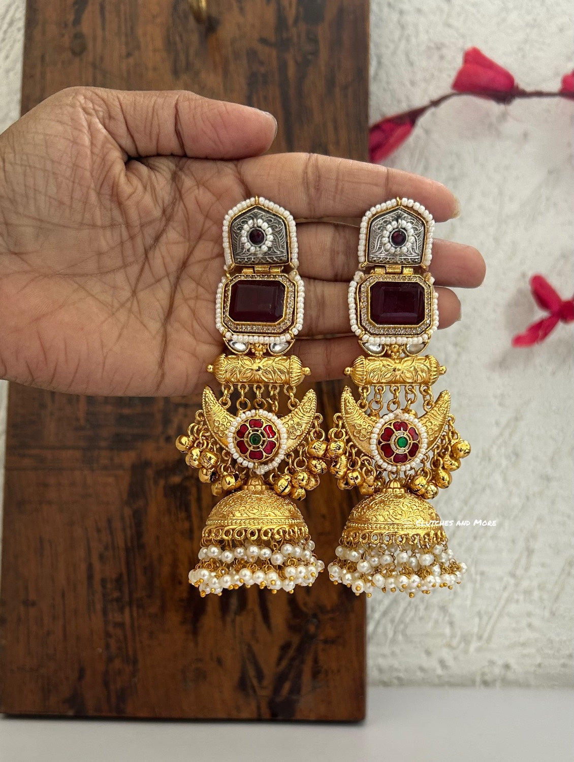 Advaita Kashmiri Earrings Maroon