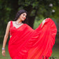 Red Georgette Pre Draped Saree by Dorie