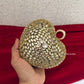 Kiana Kundan Heart Clutch Mini Nude Gold