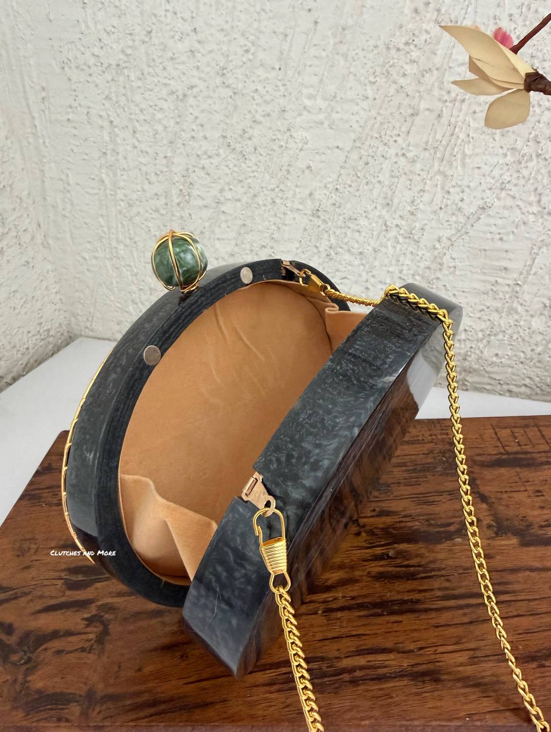 Moonstone Royal Resin Clutch Black