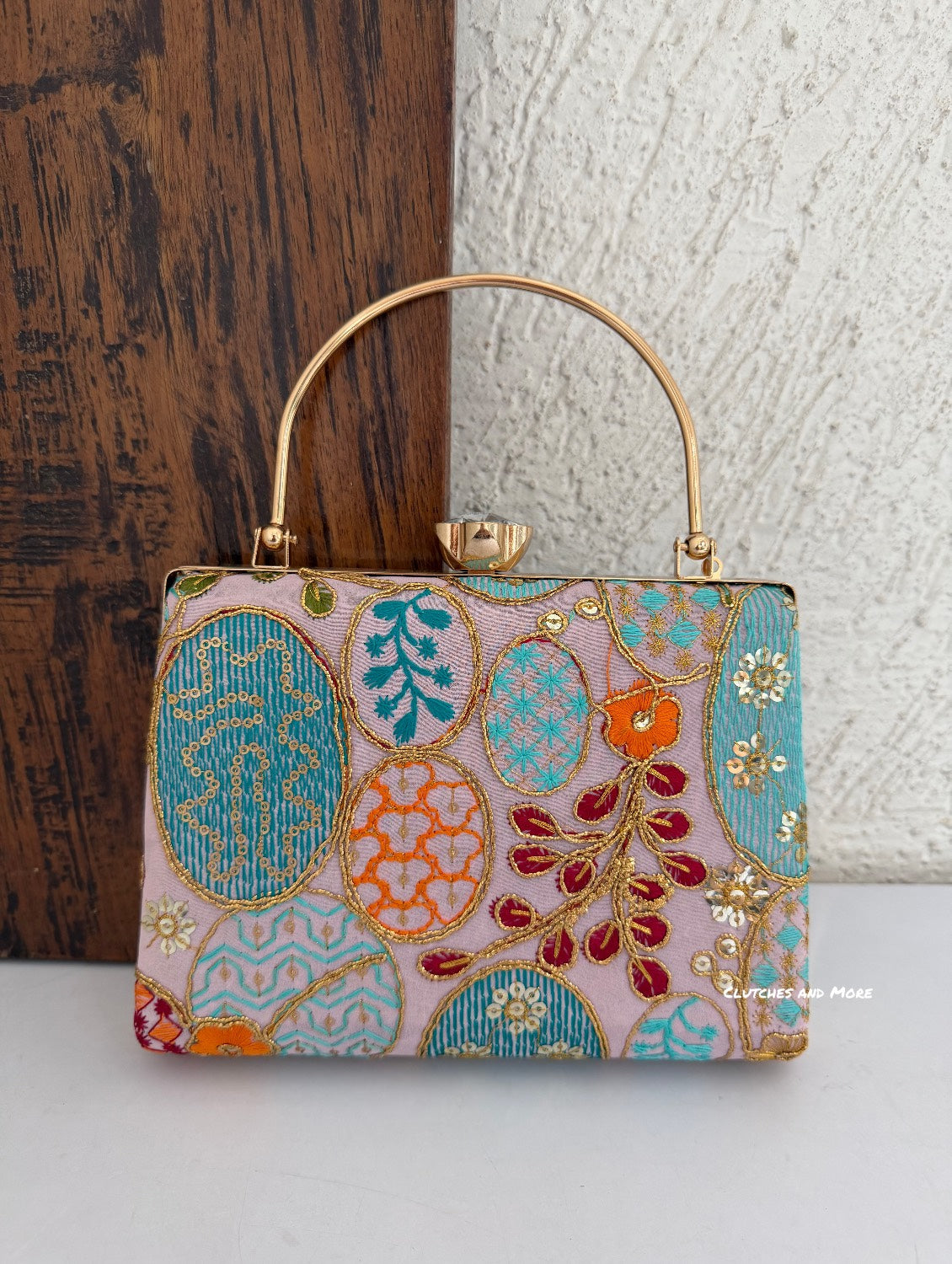 Lakhnawi Chikankari Bag Pink Multicolored