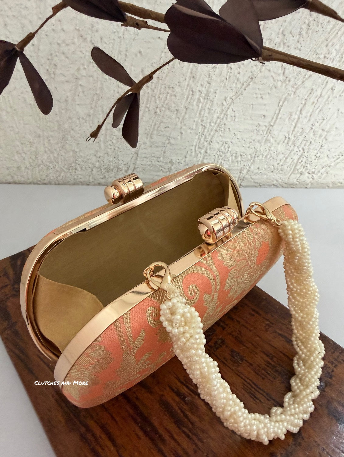 Adaa Banarsi Clutch Peach