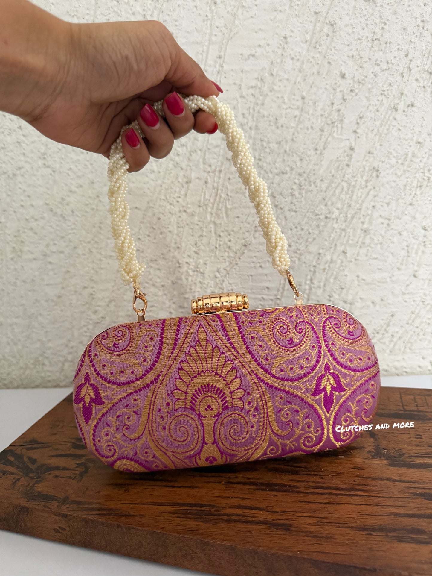 Adaa Banarsi Clutch Purple Lavender