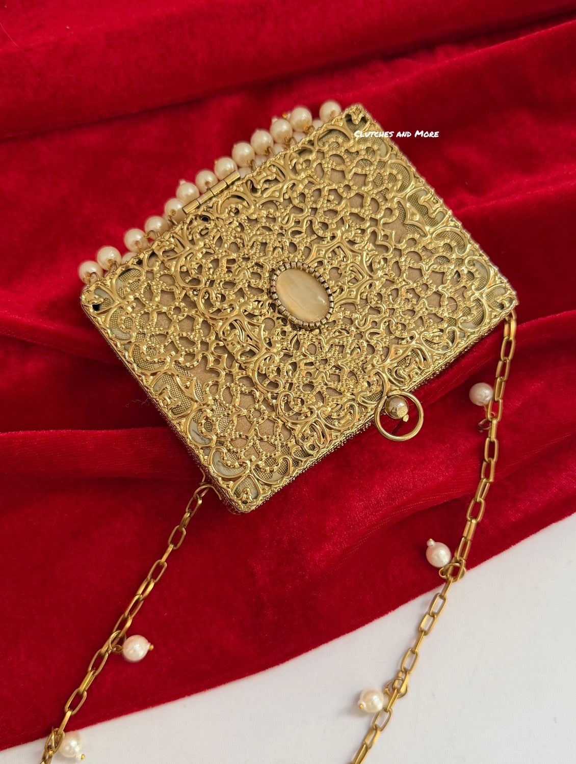Mumtaz Mini Metal Jaal Bag Gold